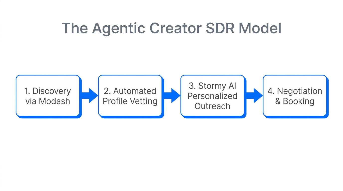 The four-stage automated workflow of a Creator SDR agent.