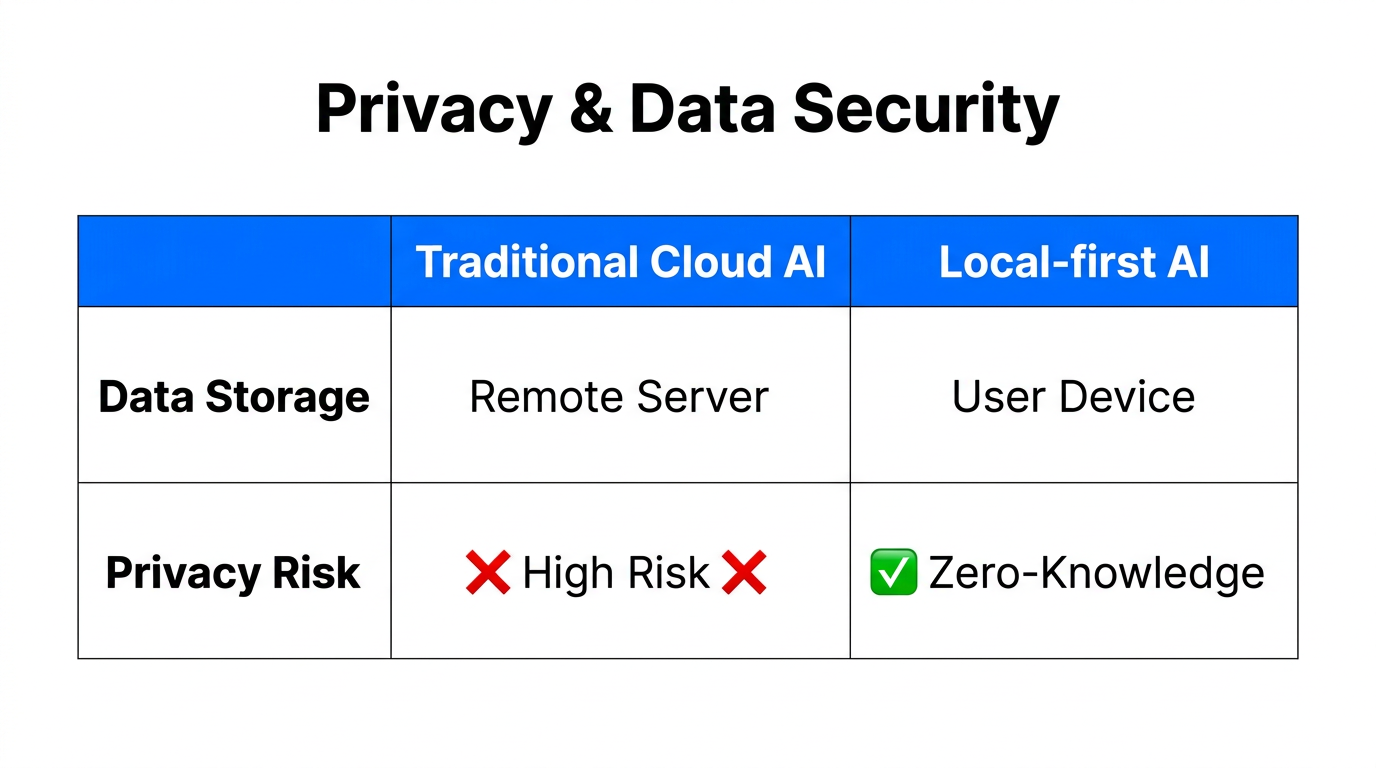 Comparing data privacy advantages of local-first AI over cloud solutions.