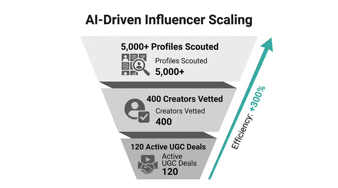 Funnel showing how AI scales influencer discovery and campaign management.