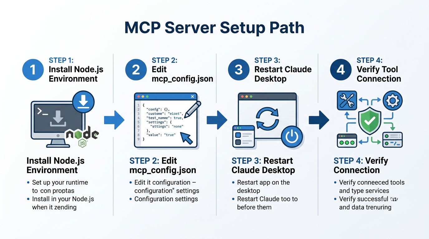 The technical sequence for configuring an MCP server for AI agents.