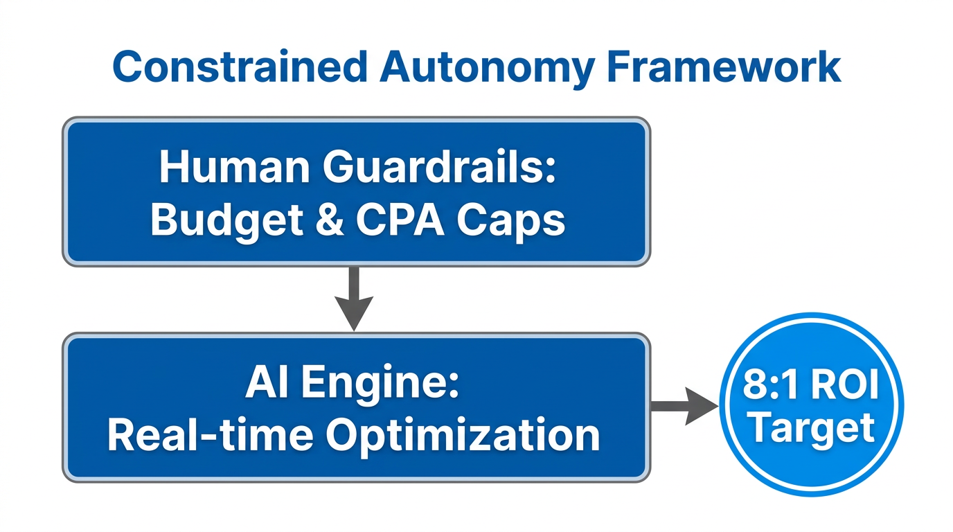 A flowchart explaining how human constraints guide autonomous AI agents.