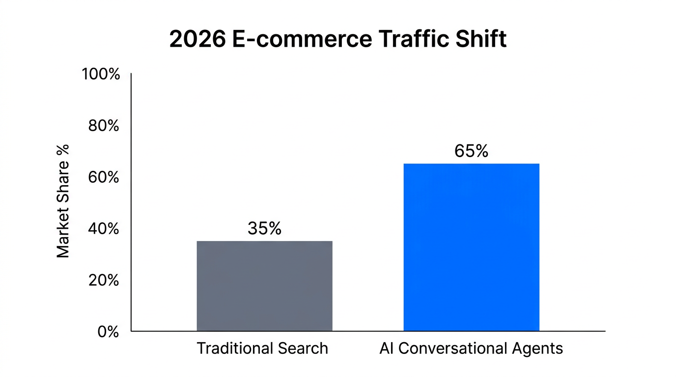 The projected shift from keyword search to AI-driven agent traffic.