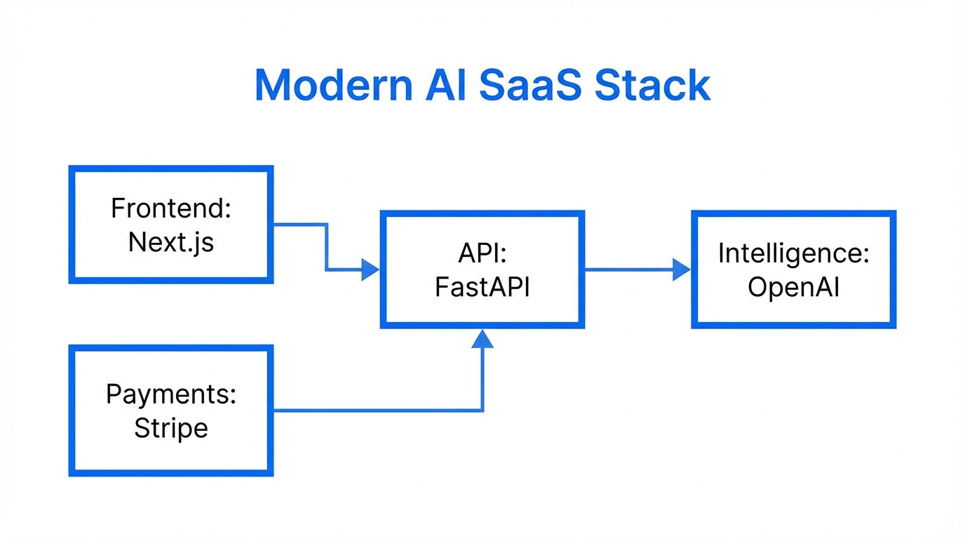 Core technical components of a modern AI software stack.