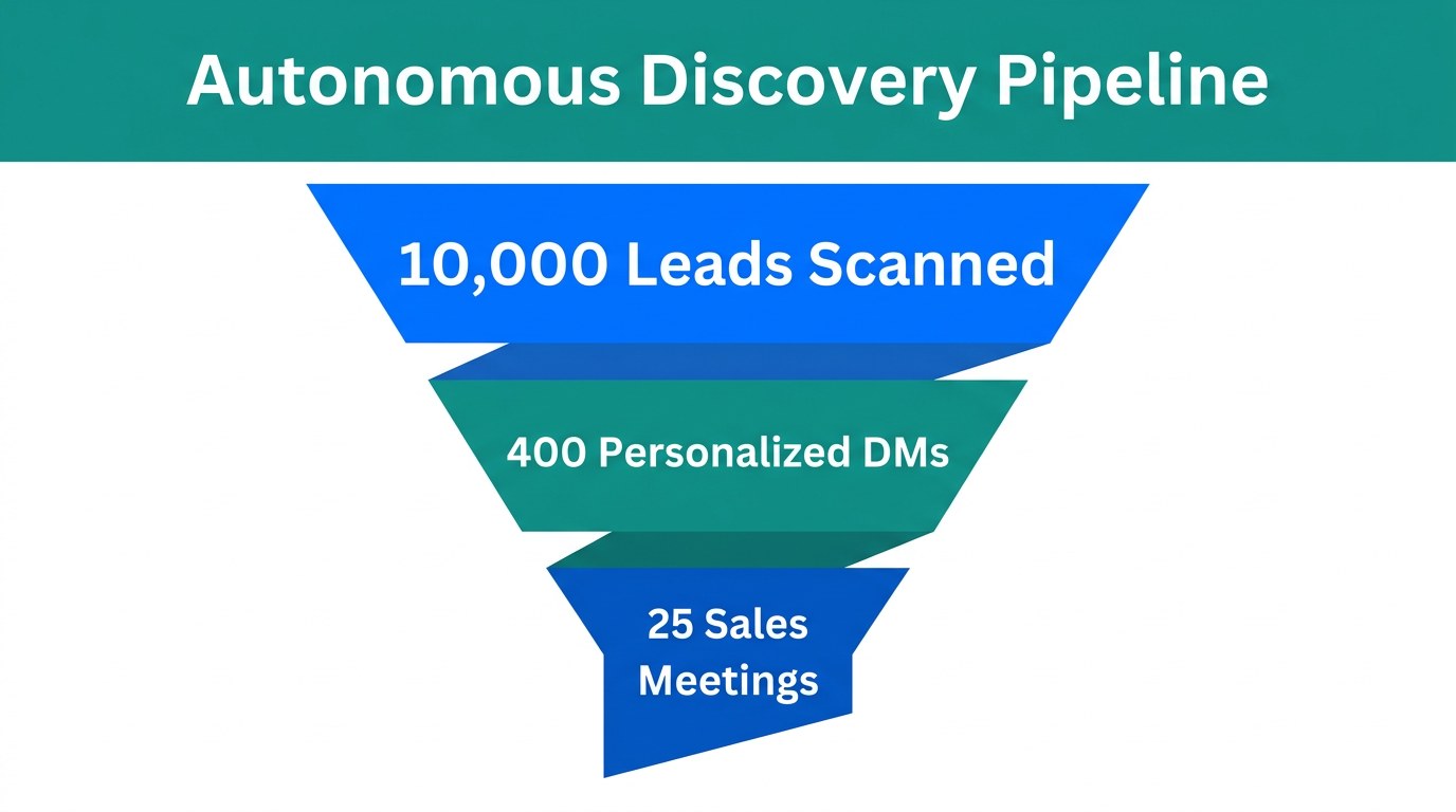Conversion metrics for an autonomous AI outreach funnel.