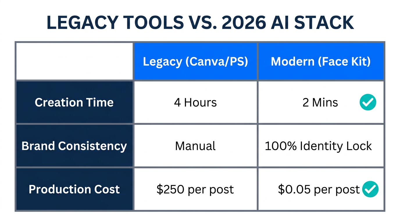 Efficiency and cost comparison: Traditional design vs. AI Face Kits.