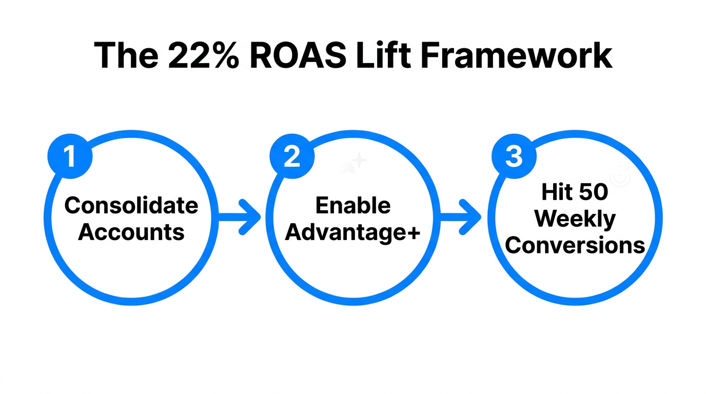 Three-step framework for achieving a 22% lift in ROAS.