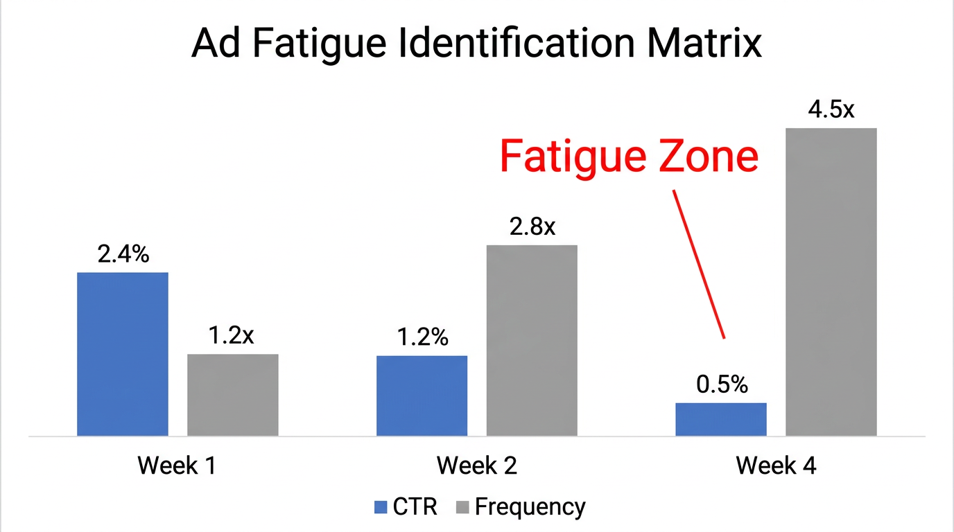 Chart showing the correlation between rising frequency and dropping CTR.