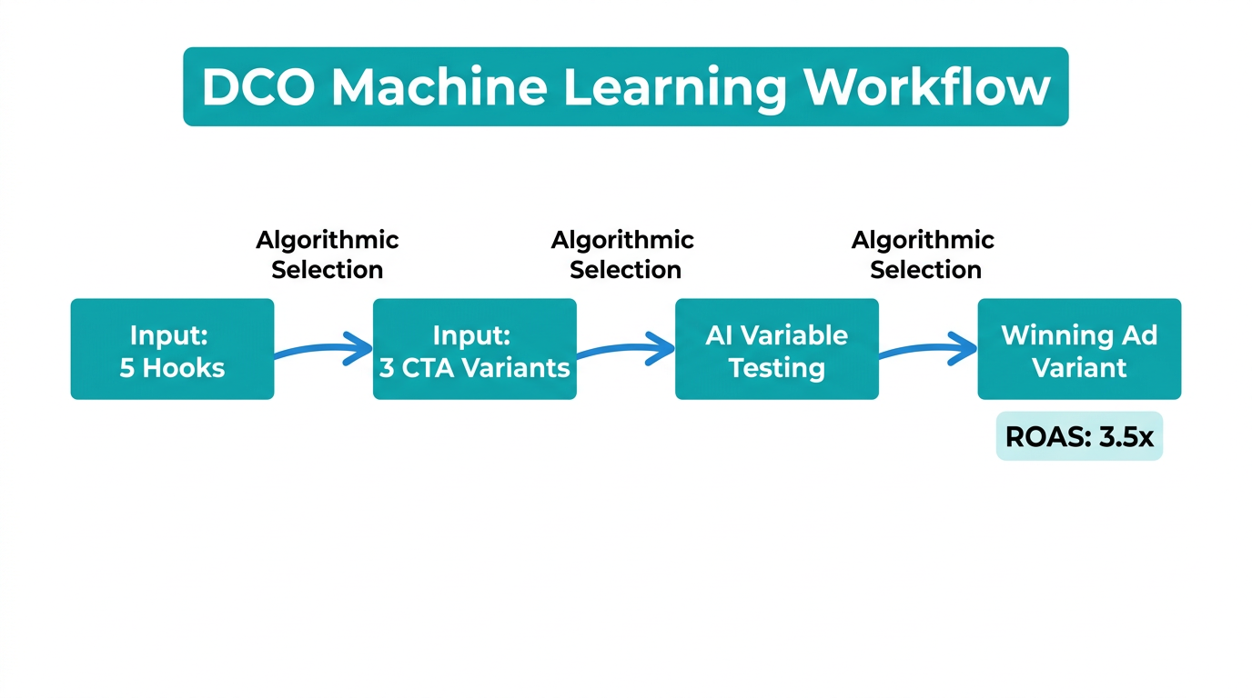 Flowchart of the Dynamic Creative Optimization and AI testing process.