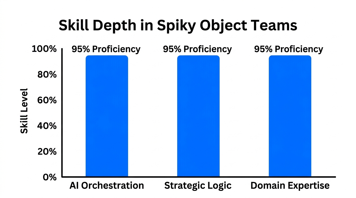 Graph showing the deep specialization required for AI-first team roles.