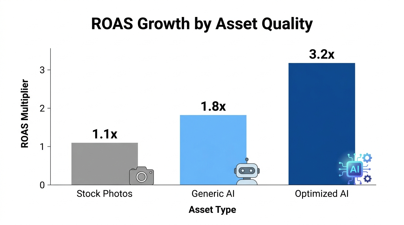 Data visualization showing ROAS improvements from optimized AI visual assets.