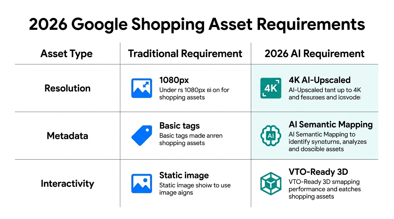Comparison of traditional asset requirements versus 2026 AI-enhanced standards.