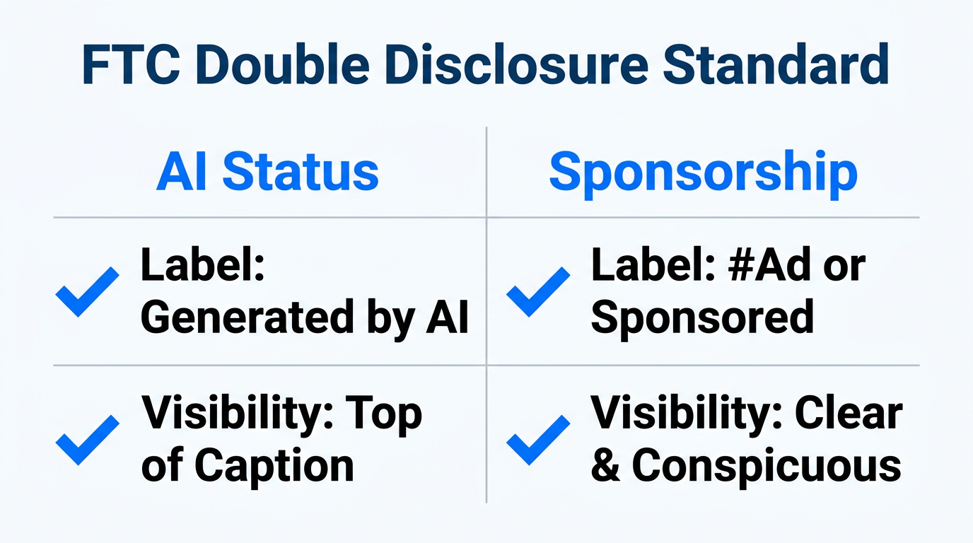 FTC-compliant disclosure requirements for AI influencers in 2026.