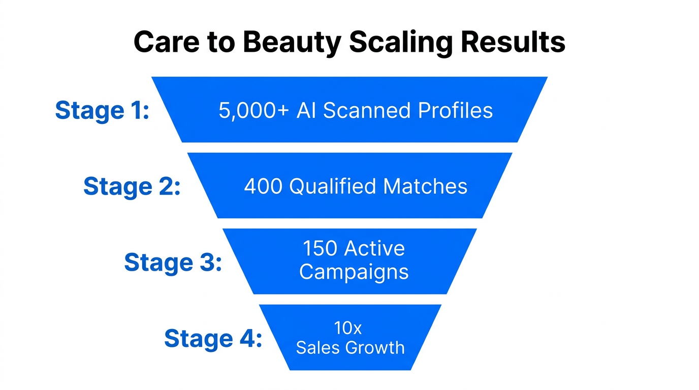 The conversion funnel showing 10x growth results via AI automation.