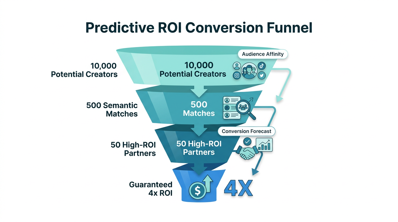 Predictive modeling funnel showing the filtration process to guarantee ROI.