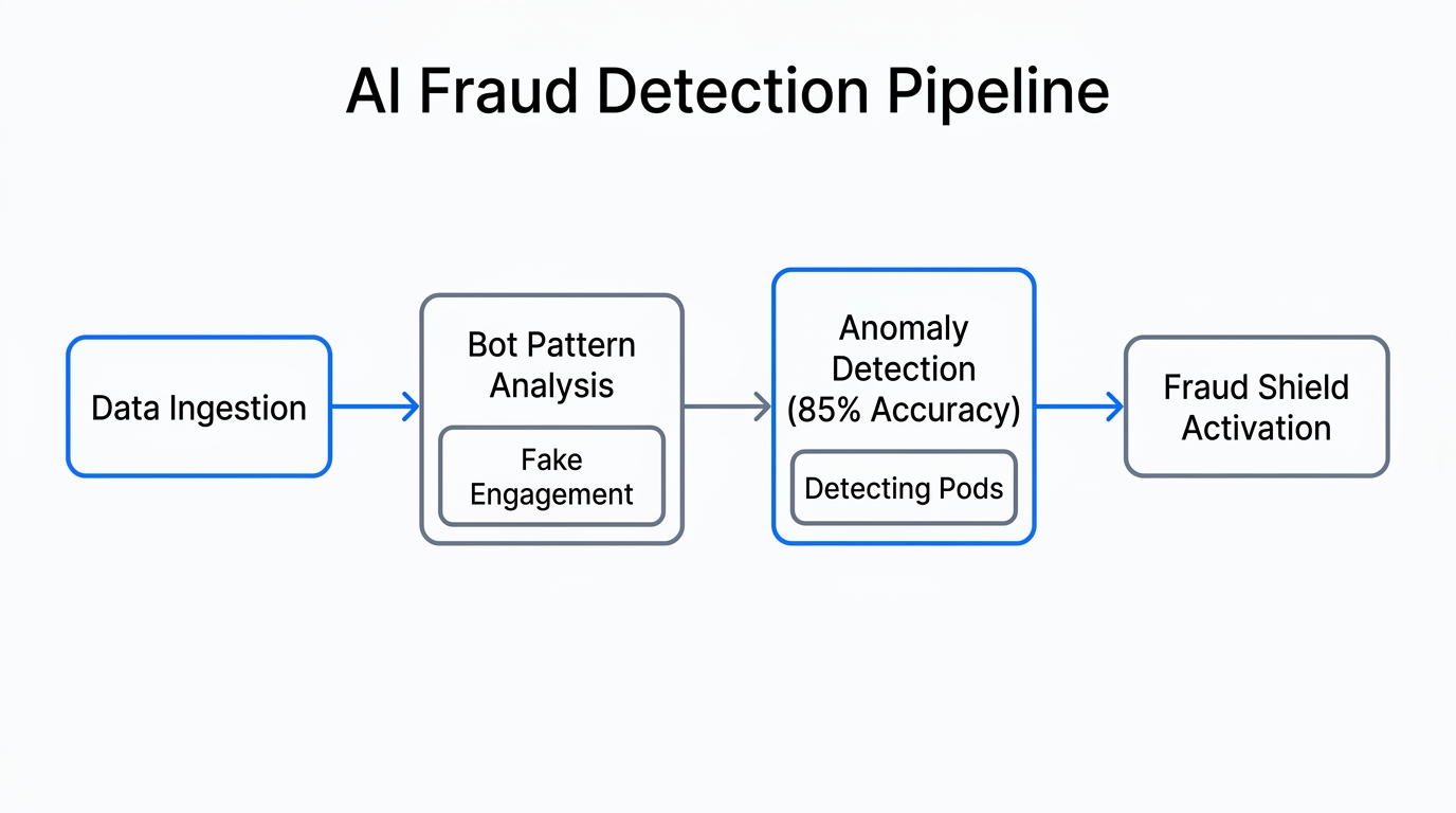 Step-by-step flowchart of the AI-powered fraud mitigation and detection process.