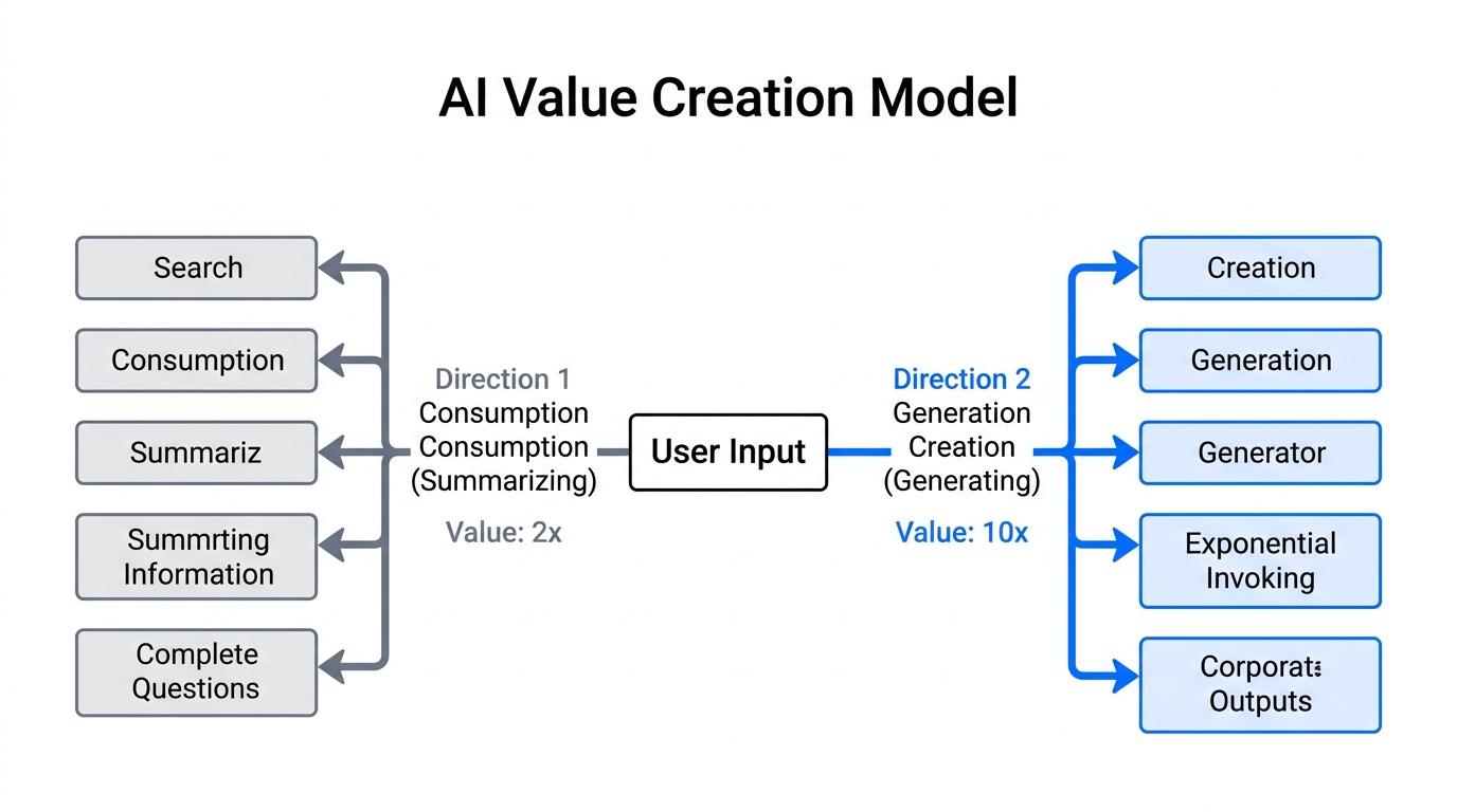 Mapping user value across AI consumption and creation workflows.