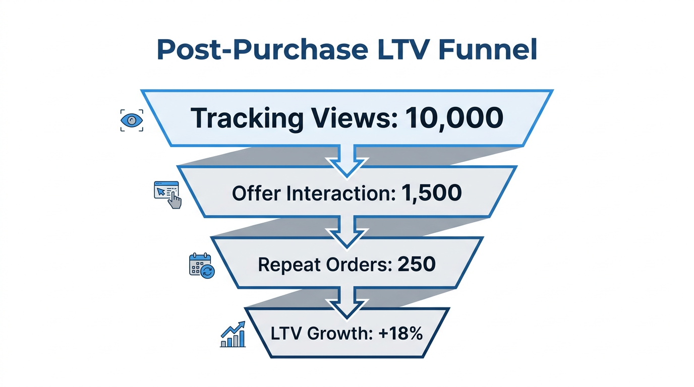 Funnel visualization of tracking engagement translating into long-term revenue growth.
