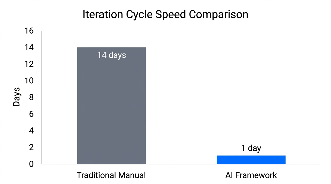 Comparison of iteration cycle speed between traditional and AI-driven methods.