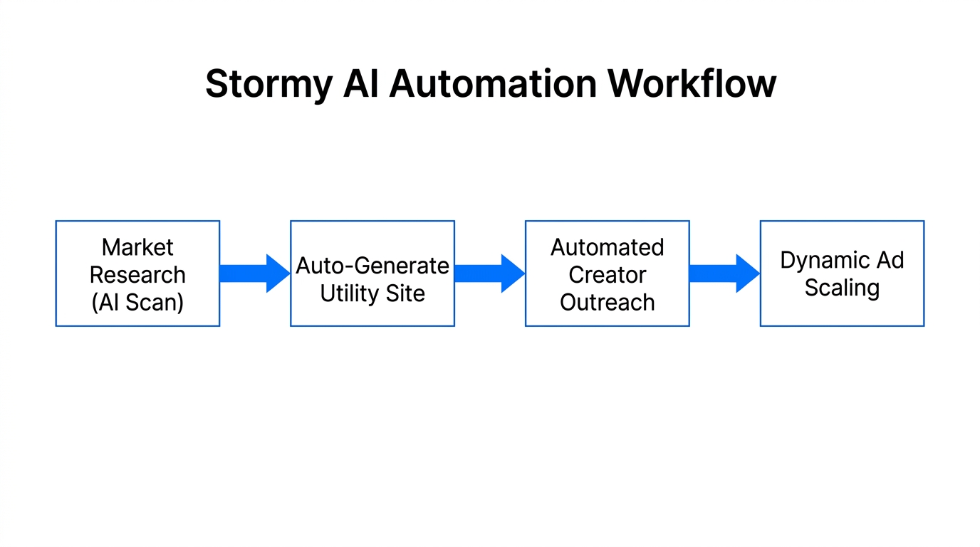 Step-by-step automated workflow for launching and scaling utility websites.