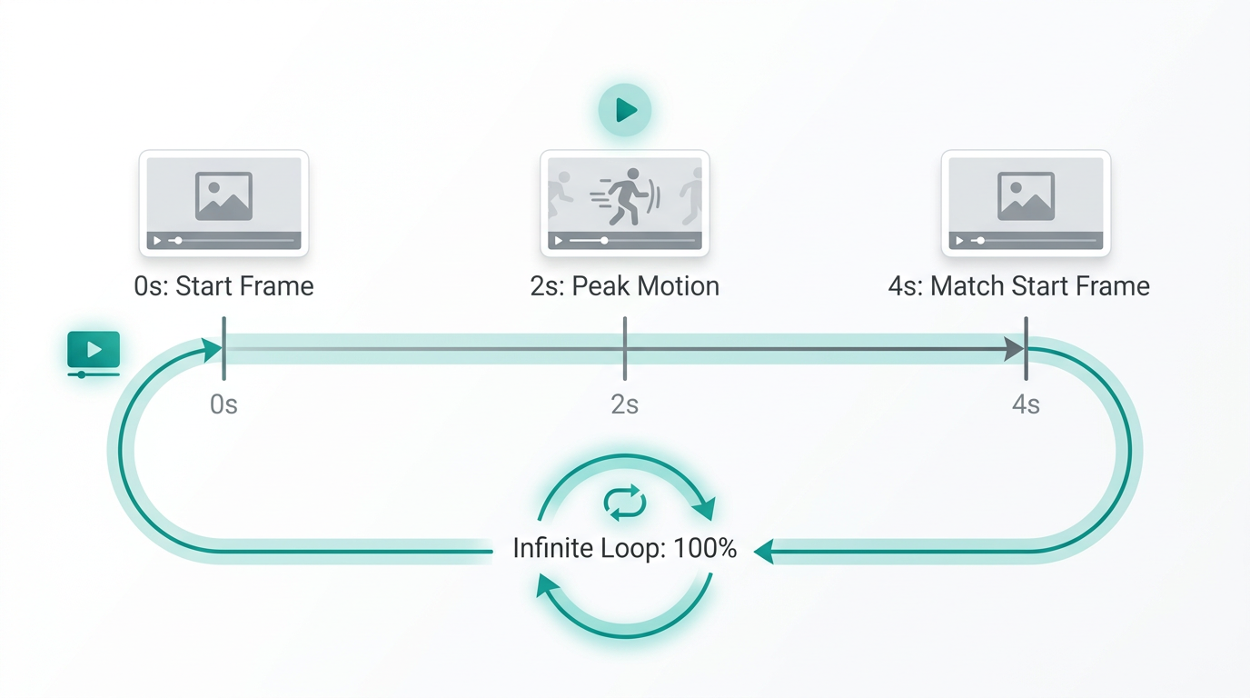 The technical timeline for creating a seamless video loop.