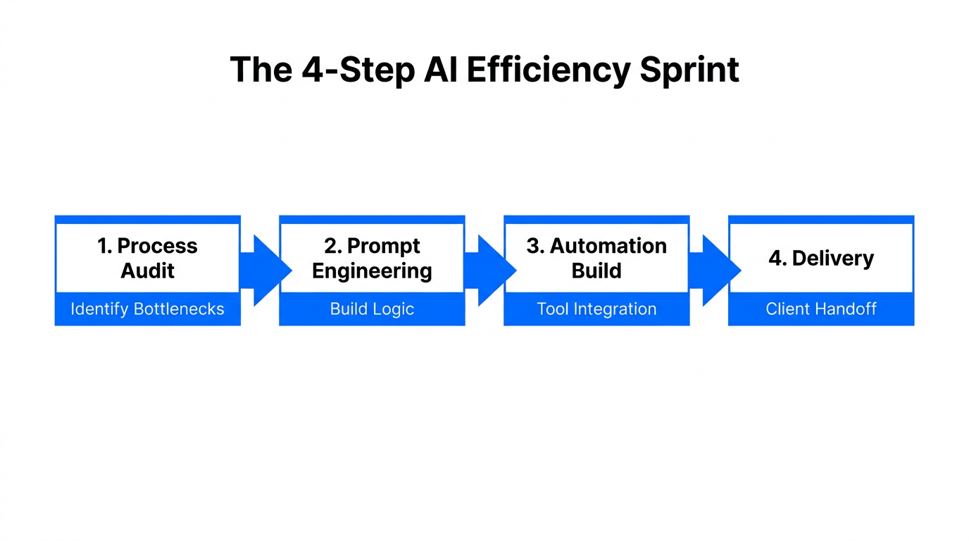 The four stages of a high-ticket AI efficiency sprint.