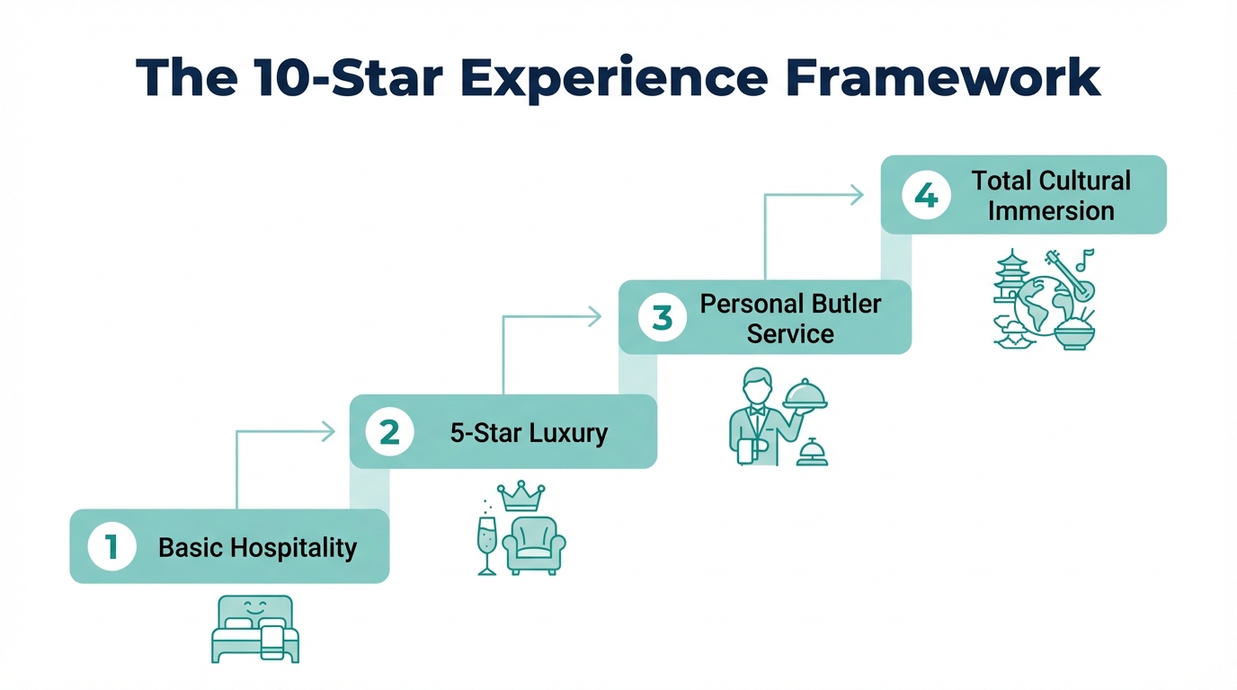 The progression of service quality in the 10-star experience framework.