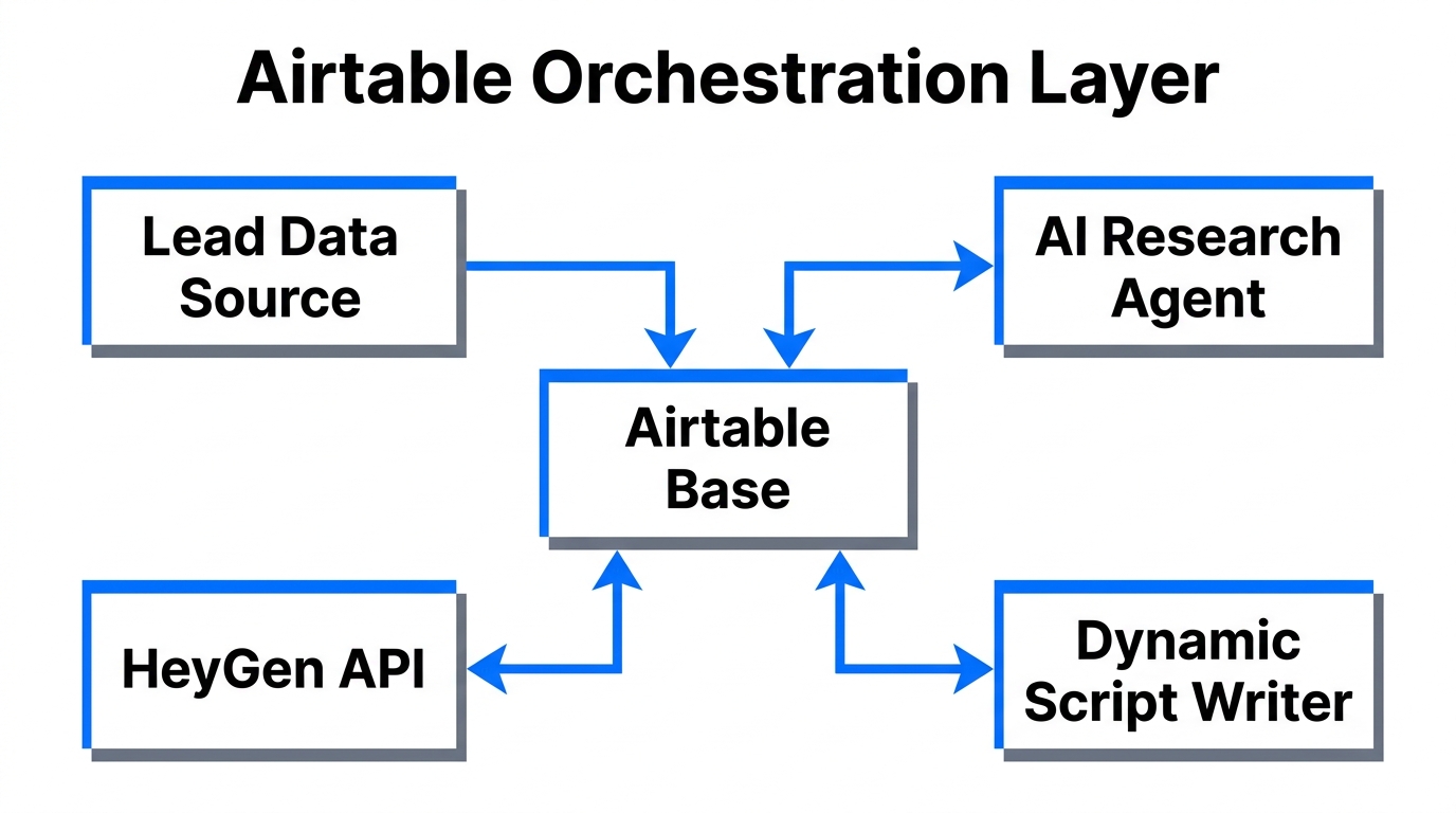 Airtable acting as the central hub for AI sales agents.