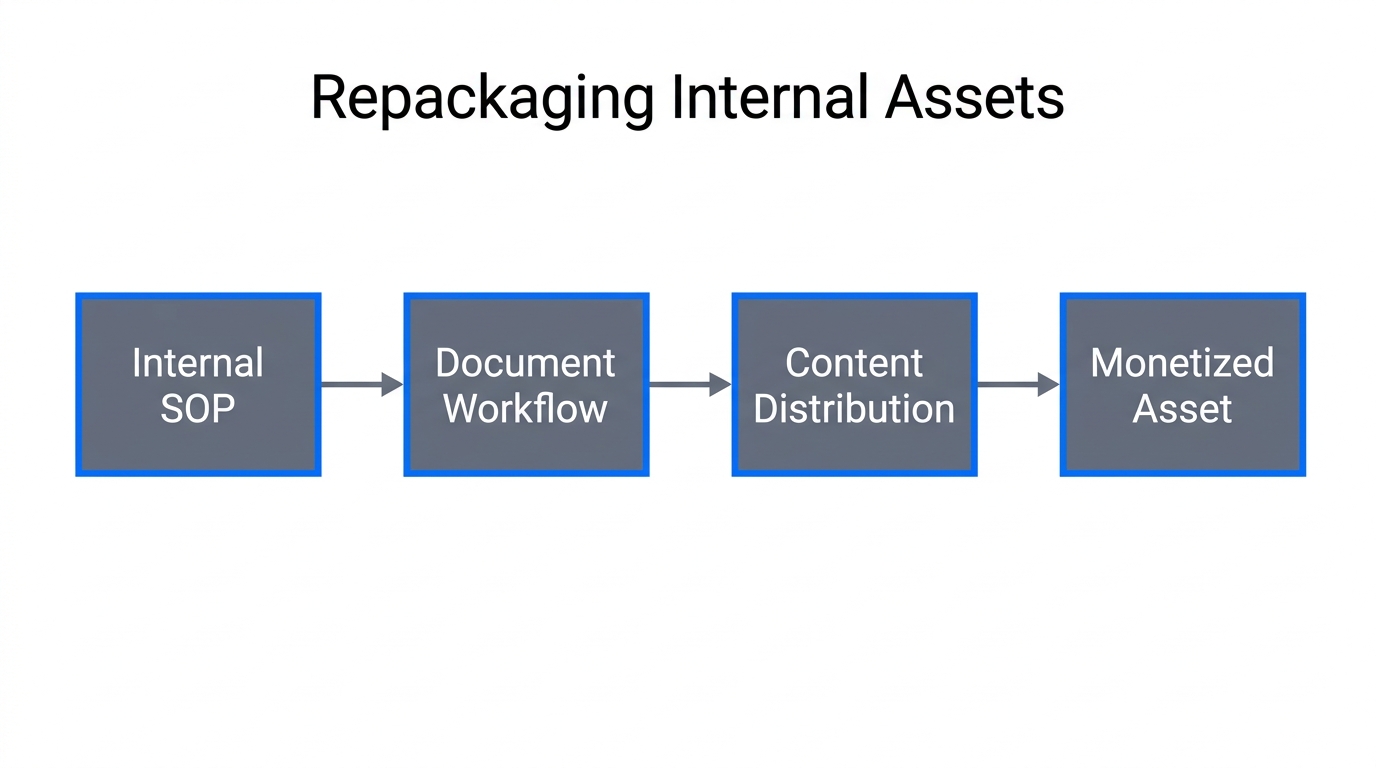 Workflow for converting internal business processes into profit-generating content.