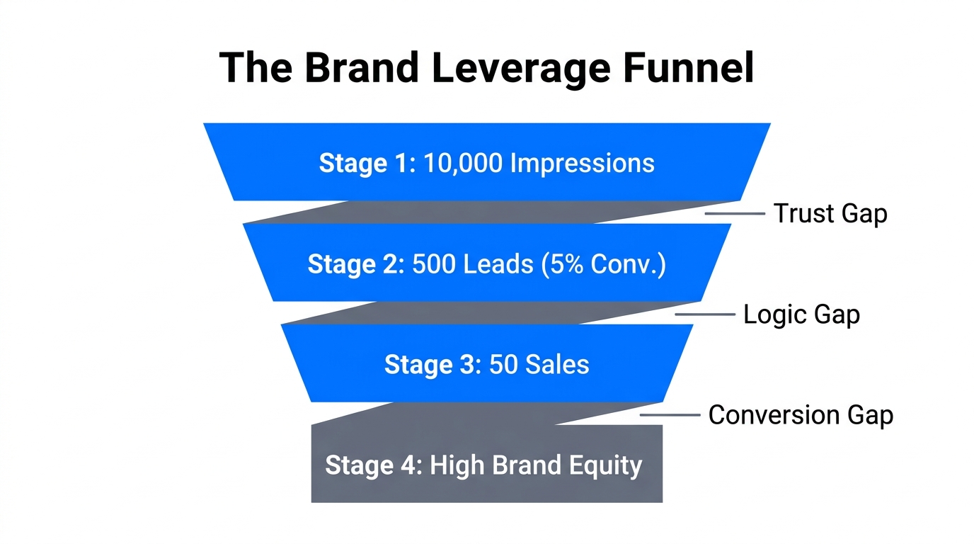 Visualizing how brand equity increases conversion rates across the funnel.