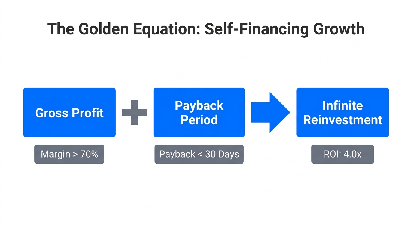 The core equation for self-financing business growth and scalability.