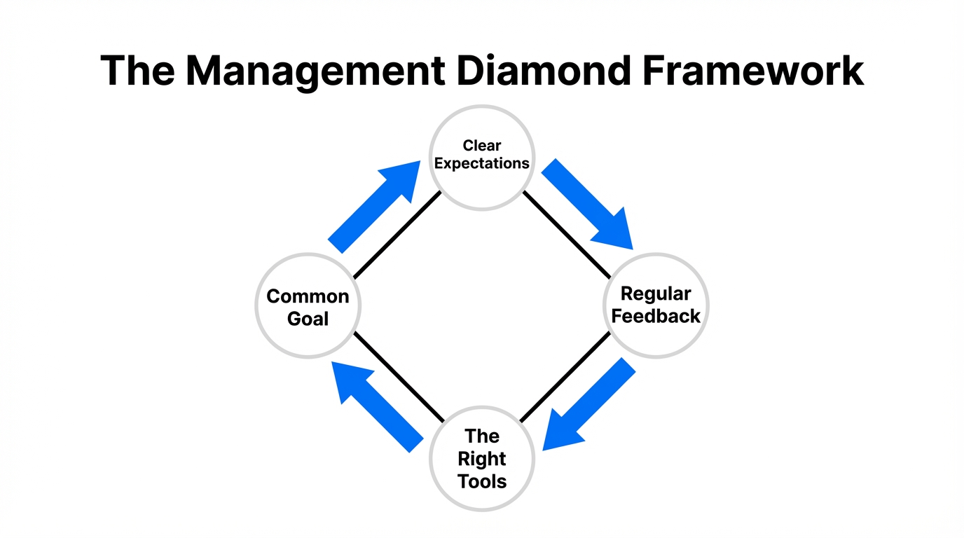 The four pillars of the Management Diamond for high-performing teams.