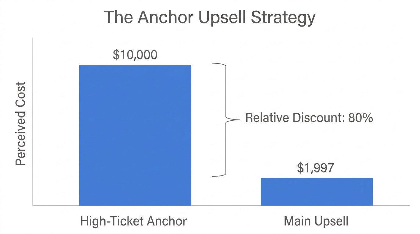 How high-ticket anchors reduce price sensitivity for the main upsell.