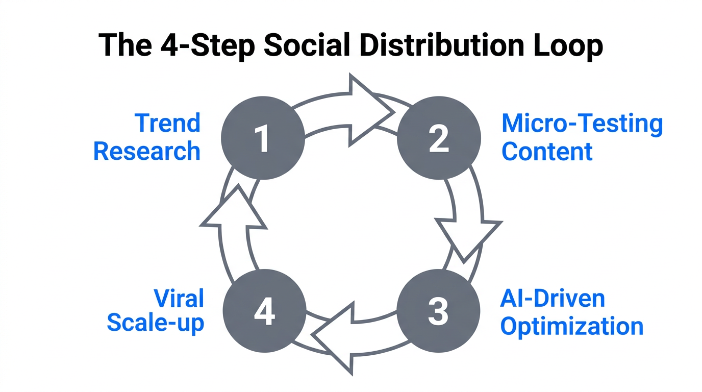 The four stages of the social distribution loop for viral growth.