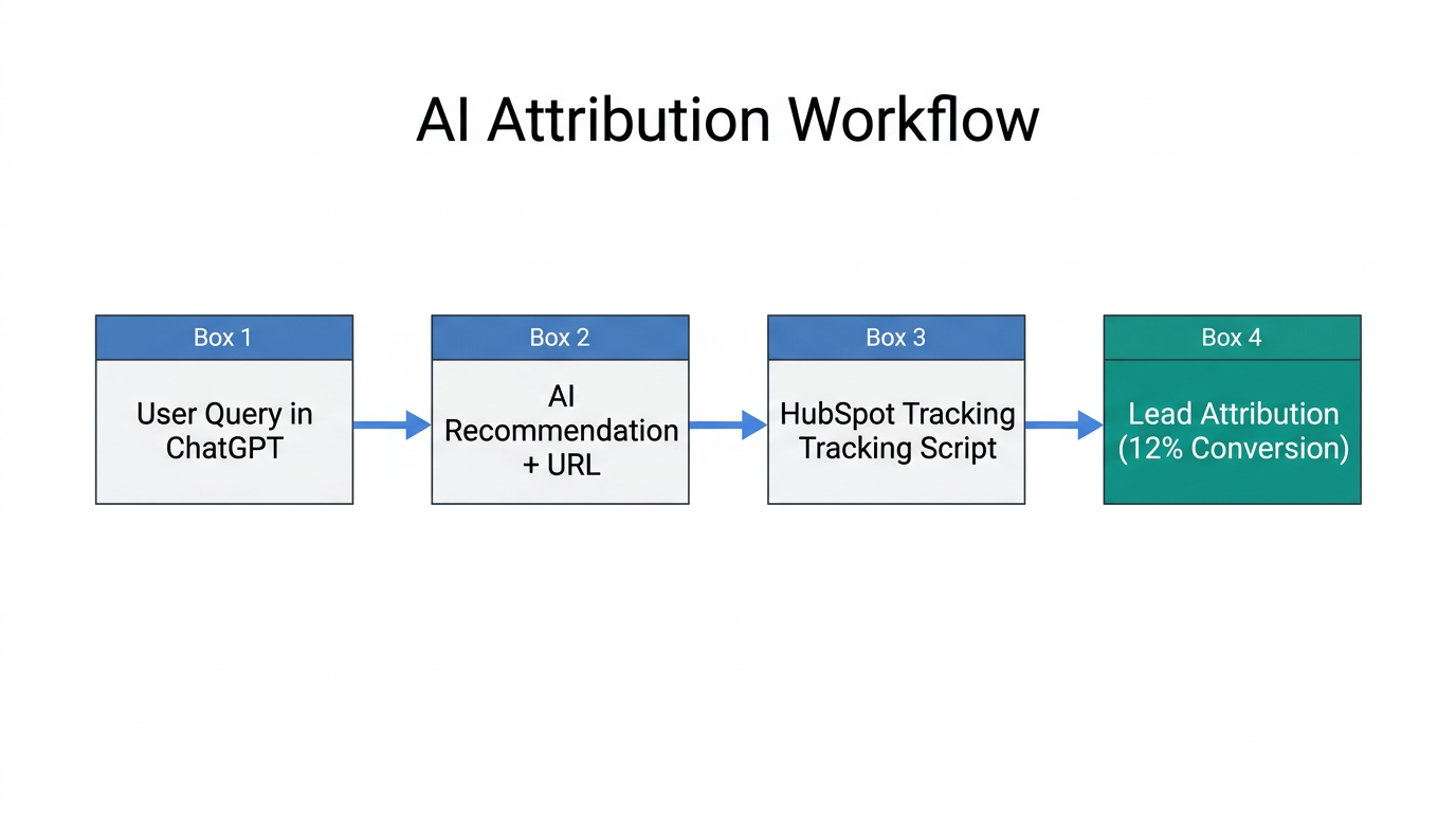 Technical workflow for tracking lead attribution from AI platforms to HubSpot.