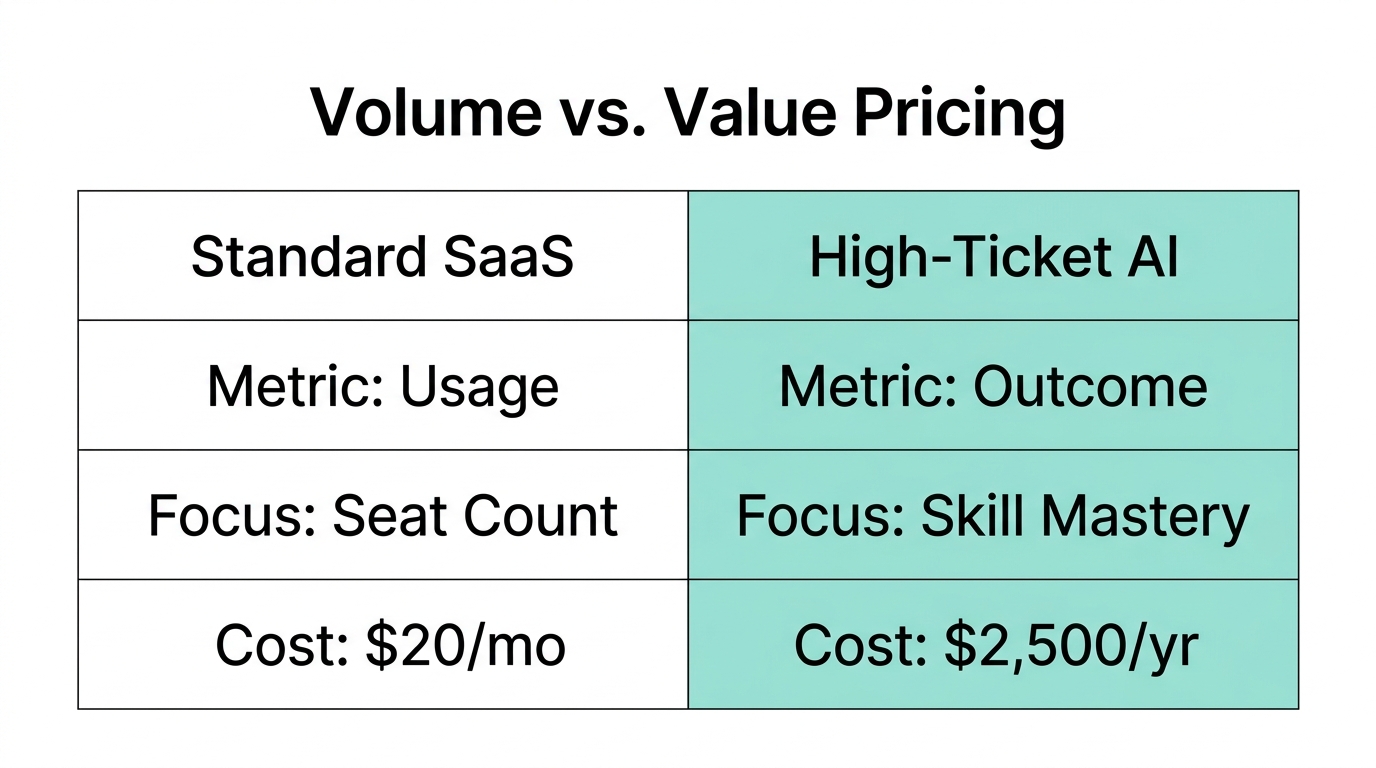 Comparison of traditional per-seat SaaS and outcome-based pricing models.