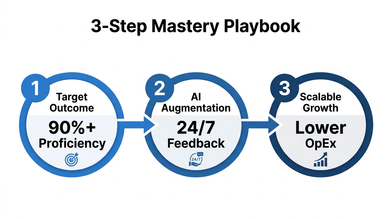 Three-step framework for scaling educational outcomes via AI.