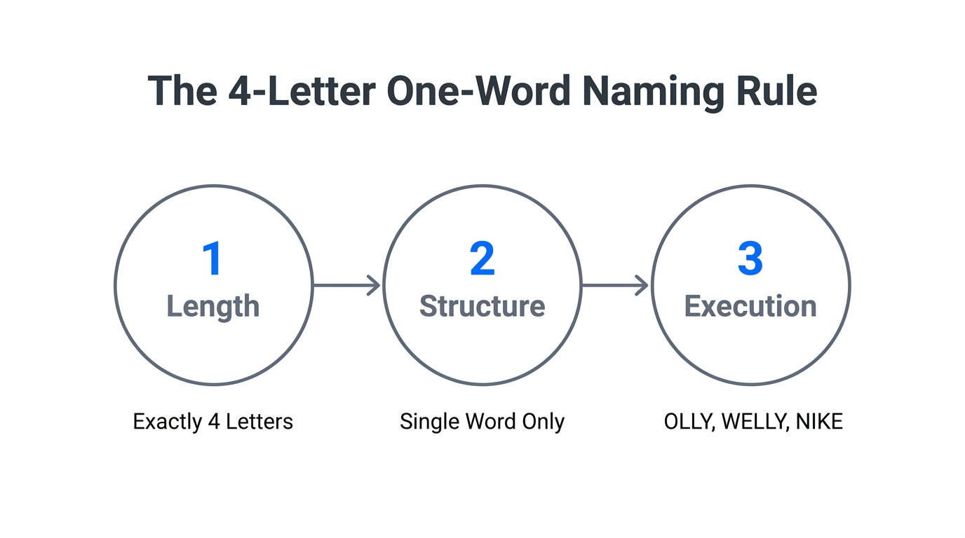 A simple three-step guide to the four-letter brand naming rule.