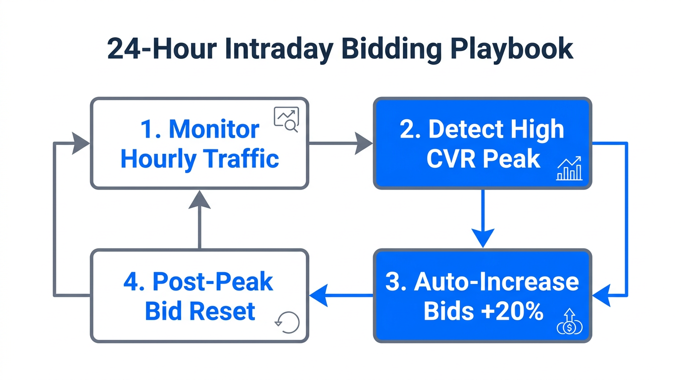 Workflow for AI-driven intraday bidding adjustments during peak shopping hours.