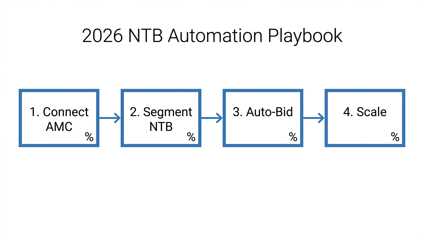 A four-step technical workflow for implementing Amazon Ads automation.