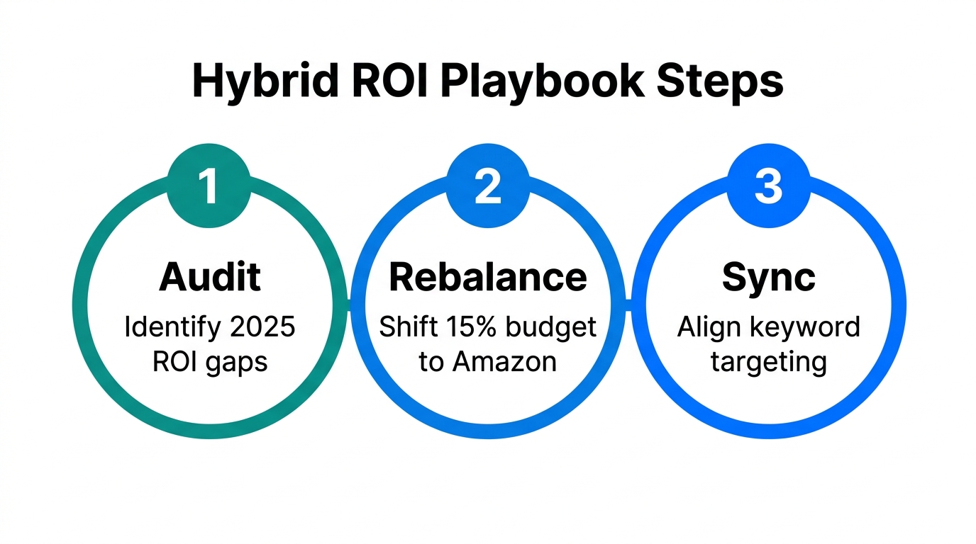 Three-step process for implementing a hybrid advertising budget.