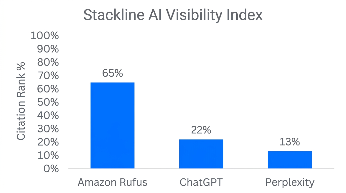 Visualizing brand citation share across leading AI shopping agents.