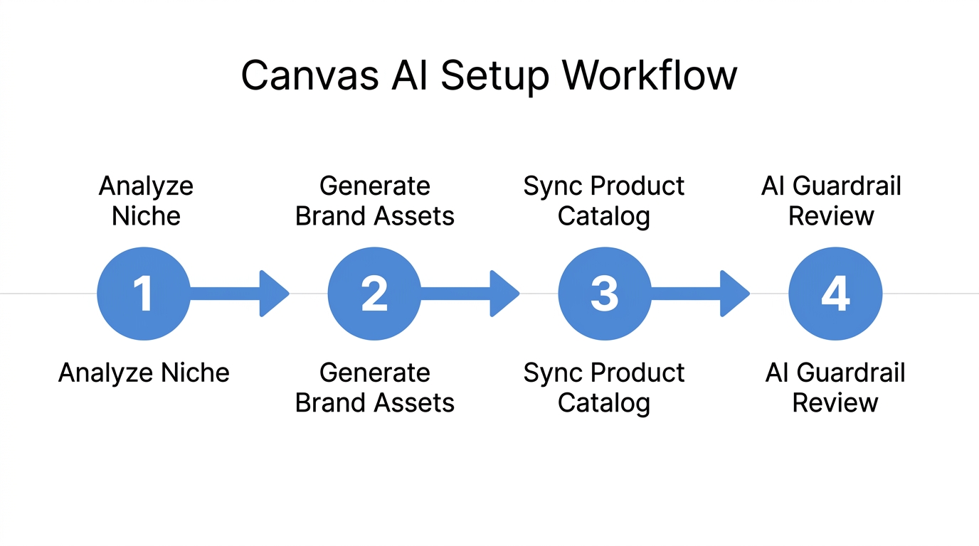 The four-step Canvas AI onboarding process for 2026 sellers.