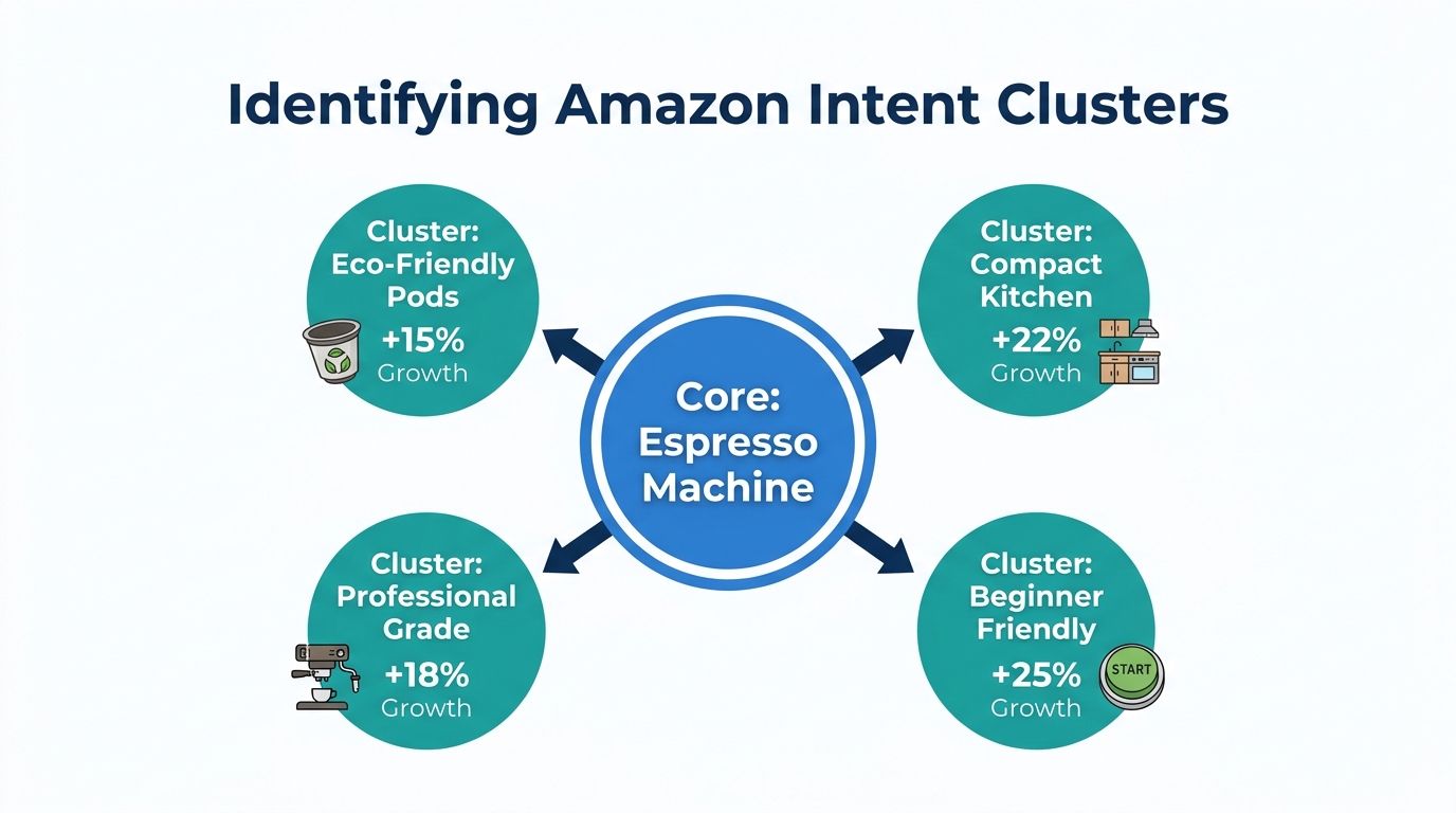 Mapping high-growth intent clusters around a core product category.