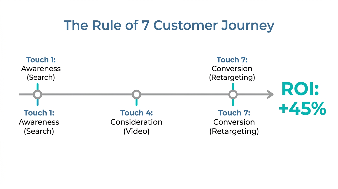 Visualization of the seven touchpoints required for customer conversion.