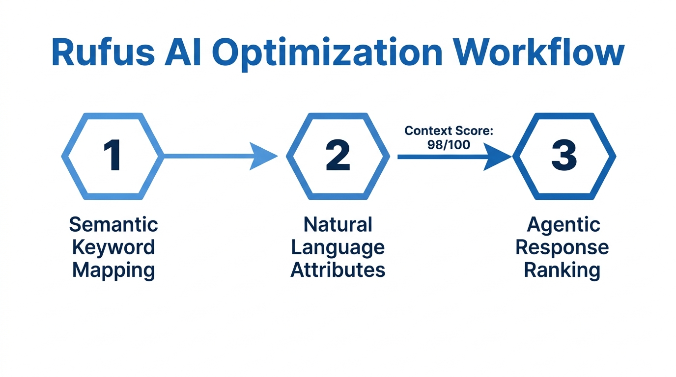 Process for optimizing product listings for Amazon's Rufus AI assistant.