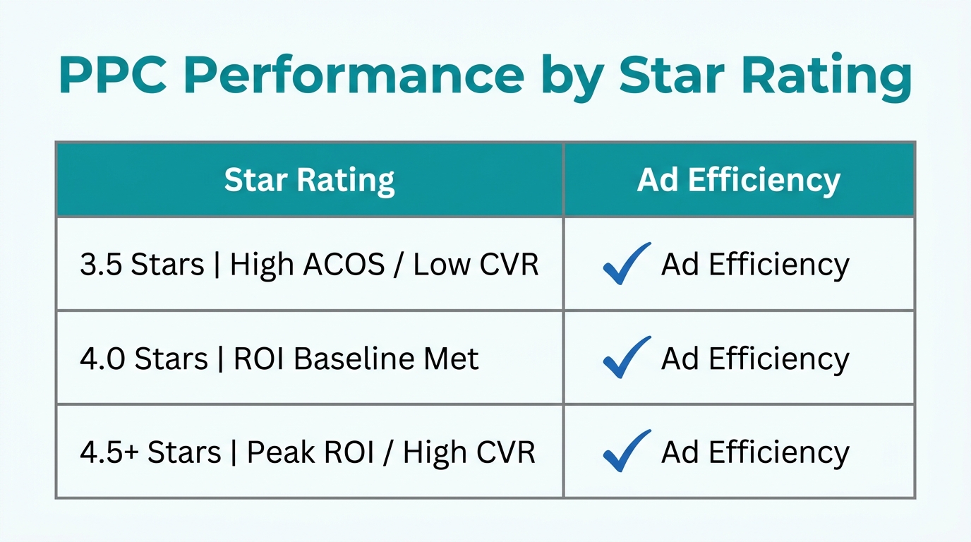 How product star ratings determine your baseline PPC efficiency.