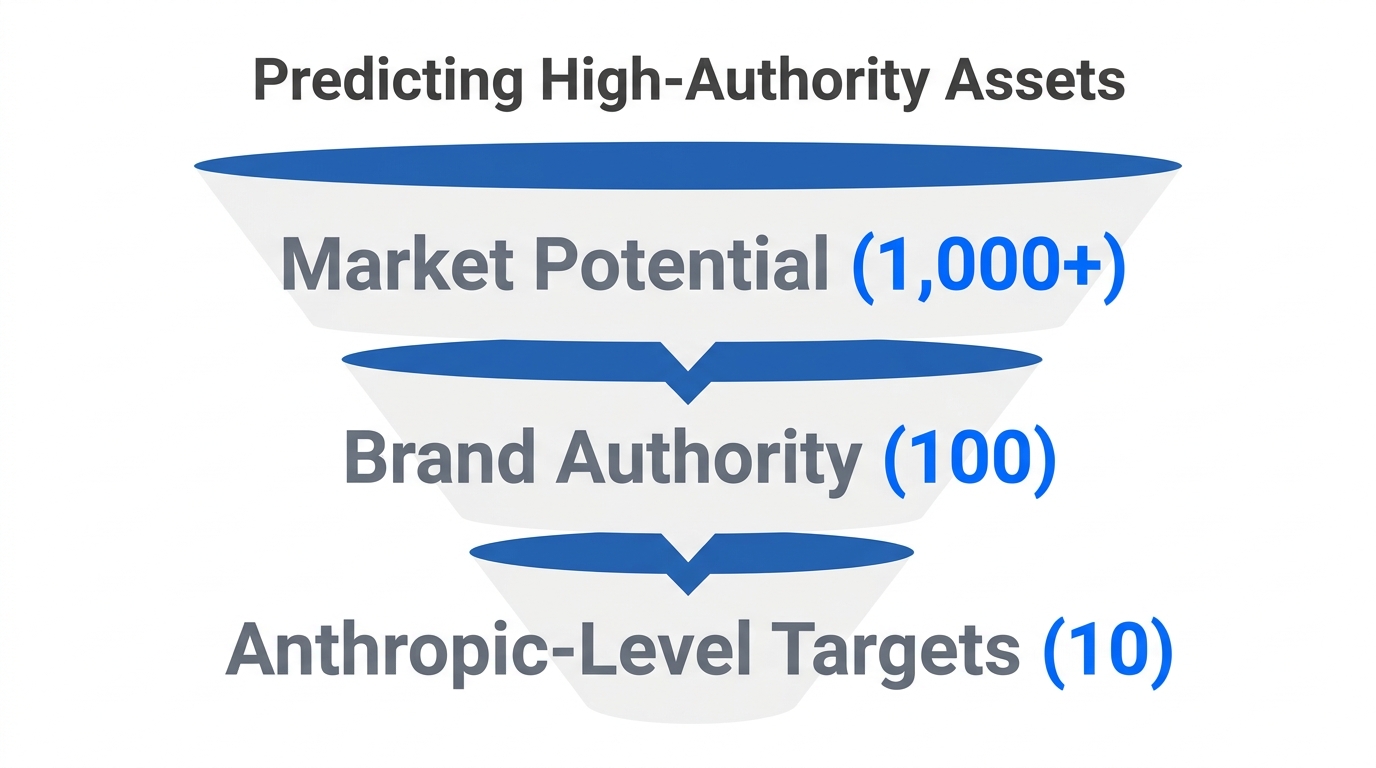Filtering process for identifying startups with massive brand authority potential.