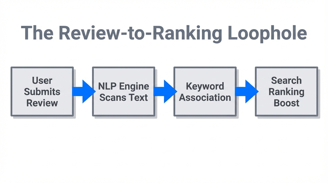 The mechanism of how user reviews influence search engine ranking.
