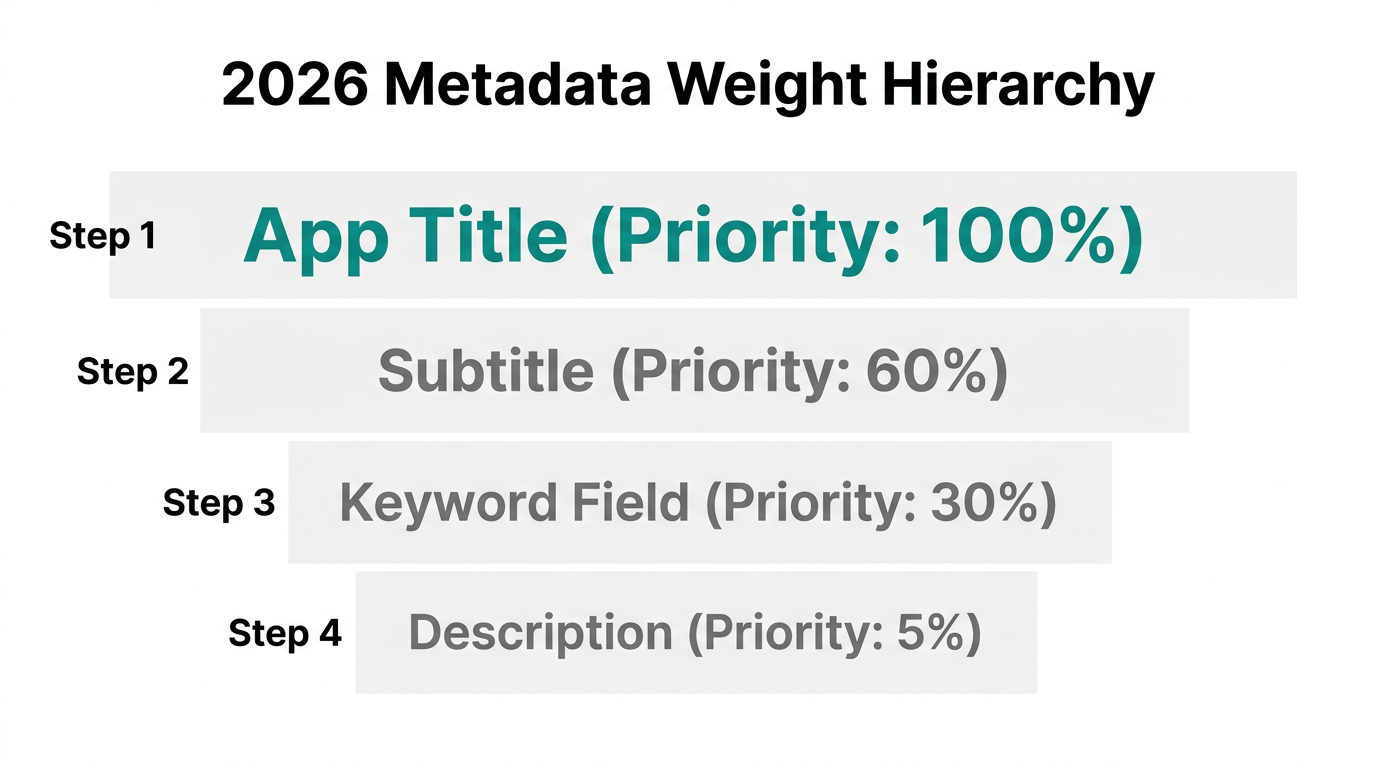 Prioritization of metadata fields for maximum App Store ranking impact.