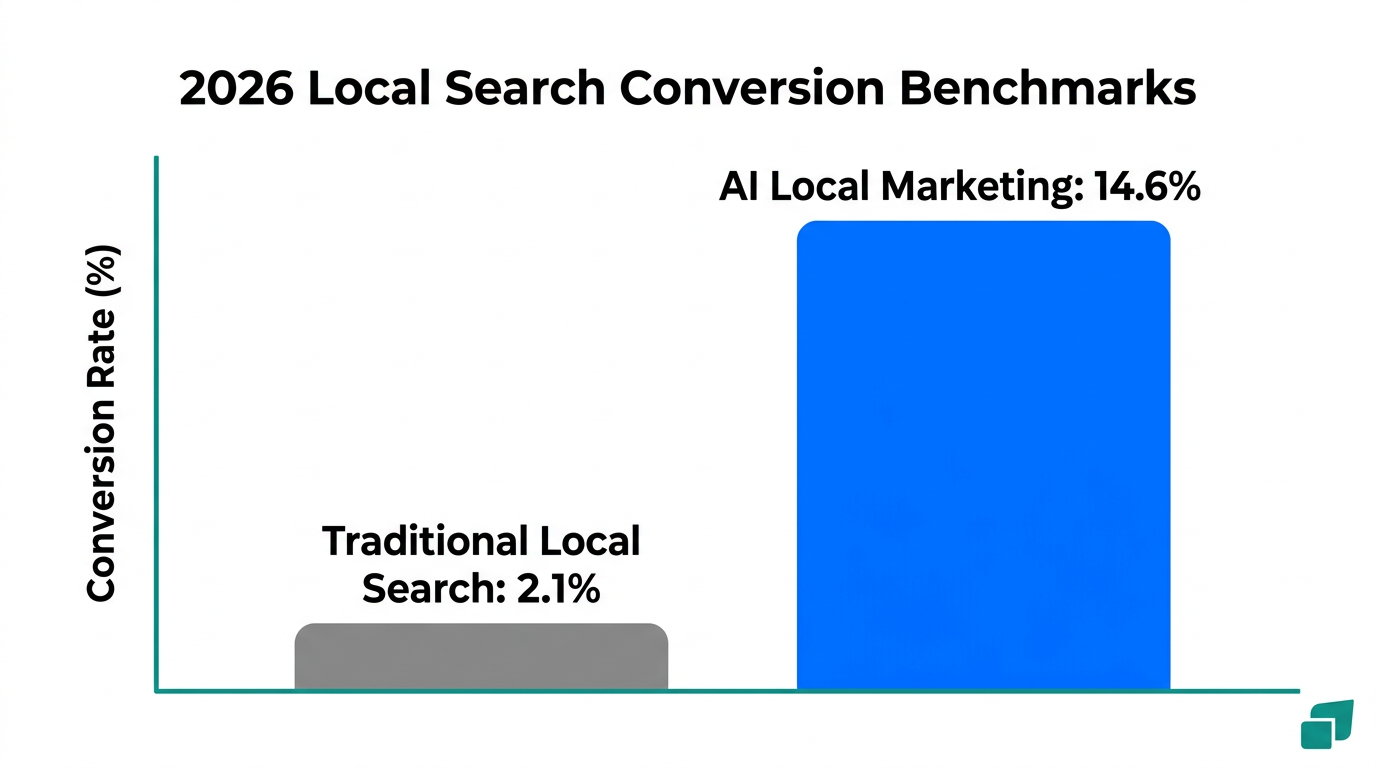 Comparison of conversion rates between traditional search and AI-driven local marketing.